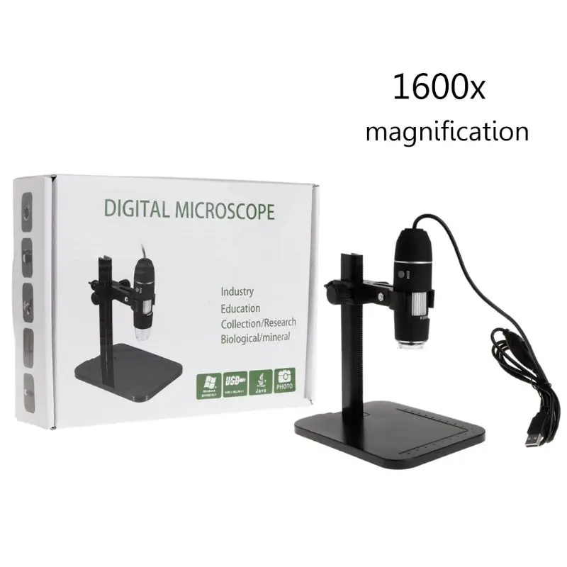 

1600X 8LED USB Digital Microscope Magnifier Camera Endoscope with Ruler Bracket