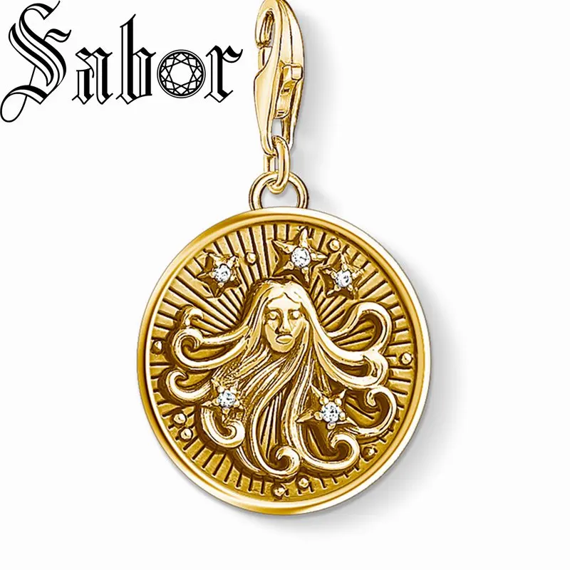 Zodiac Sign Virgo Charm,Europe Jewelry For Women Men Trendy Gift Silver