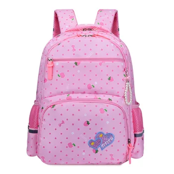 

Pink Kids School Bags Girls Backpack Princess Primary Schoolbag Large Cute Fruit Printing Bow Beaded Design Bookbags 6-12 Years