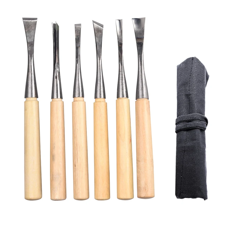 6PCS Резьба по дереву долото нож для основной деревянной скульптуры DIY плотник инструменты резьба по дереву нож - Тип лезвия: 6PCS
