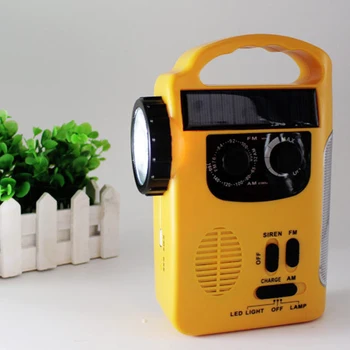 

Multi-functional Outdoor Camping Hiking Emergency Hand Crank Solar Dynamo AM/FM Radios Power Bank with LED Lamp