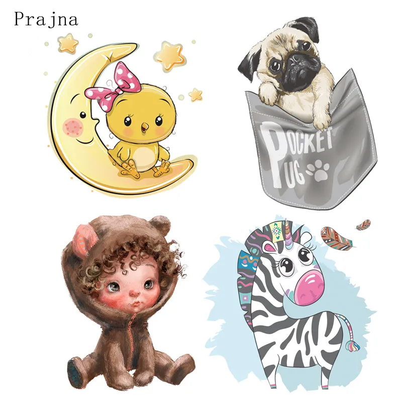 

Prajna DIY Cartoon Transfer Iron On Transfers For T Shirt Kids Cat Heat Transfer Patches For Clothing Stickers Stripe On Clothes