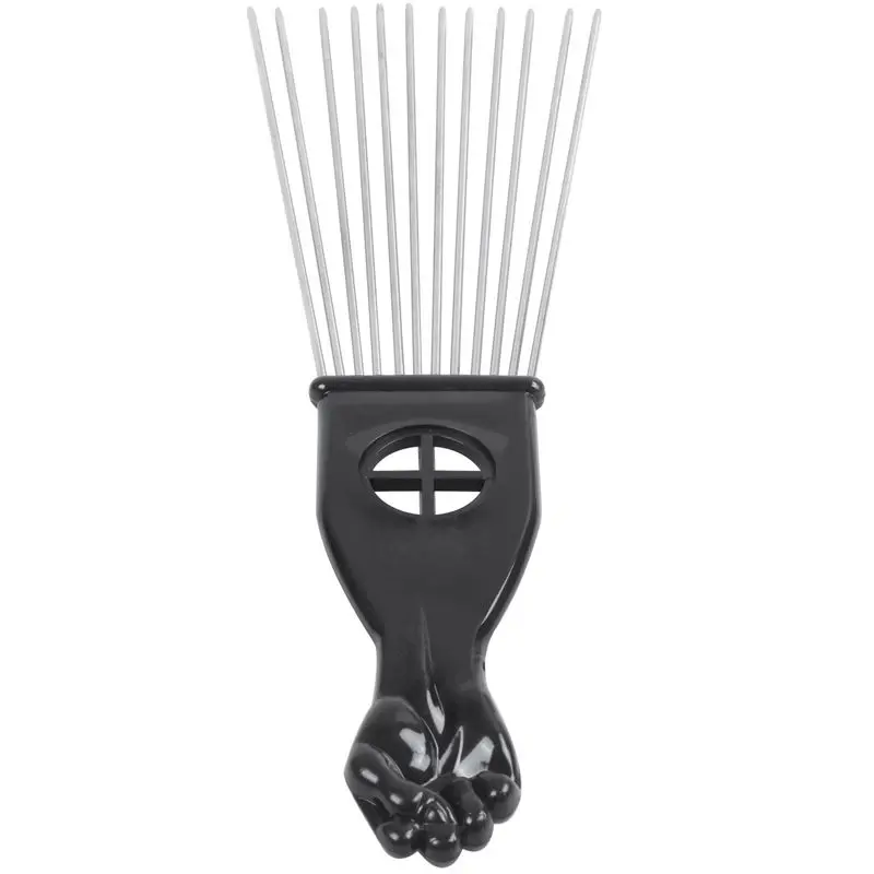 

1PC Professional Salon Use Black Metal African Pick Comb Hair Combs Insert Hair Pick Comb Wide Teeth Fork Hair Curly Brush Comb