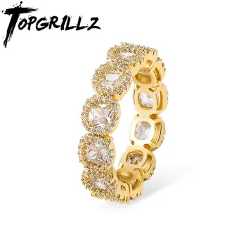 

TOPGRILLZ 2020 New 27MM Zircon Rings Gold Color High Quality Copper Iced Out Rings Hip Hop Fashion Jewelry Gift For Men Women