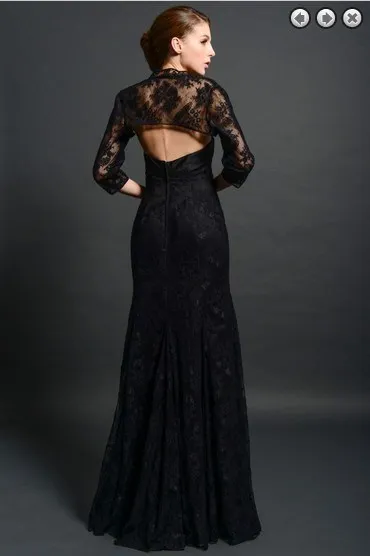 Длинное Элегантное Вечернее Платье, вечерние платья vestido de noiva formales, длинные черные платья для матери невесты с кружевным жакетом