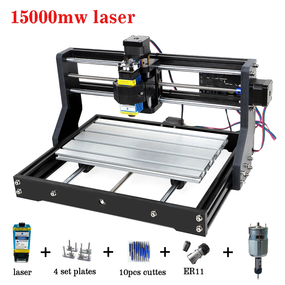 15000mw laser CNC 3018 Pro лазерный гравировальный станок 3 оси фрезерный DIY Лазерный гравер для скульптуры дерева поддержка офлайн 0,5 Вт-15 Вт Лазерный Резак - Цвет: 15000mw laser