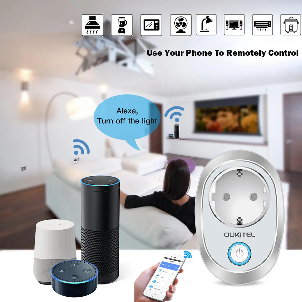 OUKITEL Смарт WiFi телефон пульт дистанционного управления розетка мощность ЕС вилка работает с Amazon Alexa Google Энергосбережение 3 цвета
