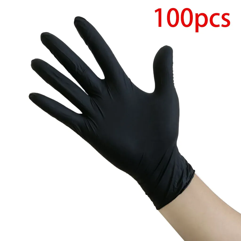 Guantes de goma desechables de Pvc, 100 piezas, color negro, sin polvo, transparentes, Rekawice, Jednorazowe AliExpress