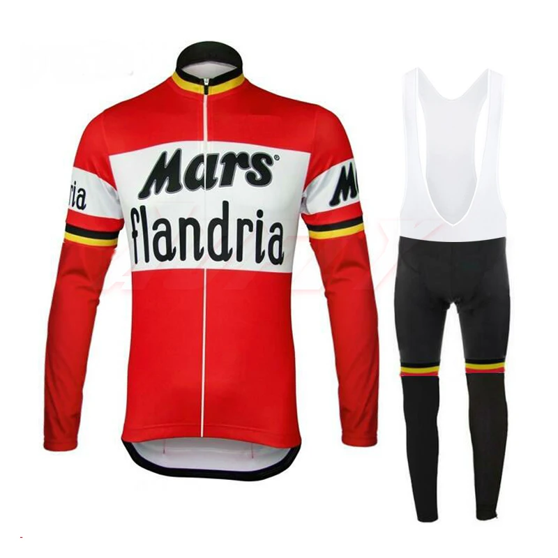 

WINTER FLEECE THERMAL 2019 MARS FLANDRIA CLASSIC LONG SLEEVE CYCLING JERSEY CYCLING WEAR ROPA CICLISMO+BIB PANTS 9D GEL PAD SET