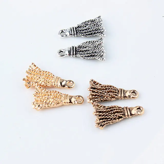 

MRHUANG 10pcs/lot Metal Tassel Charms Fashion Jewelry Accessories Fit Bracelet Earring DIY Making Charms 10*20mm