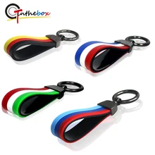 Франция/Немецкий/Итальянский флаг m-цветная Полоса мягкий силиконовый ремень с брелок колцо для ключей держатель для Audi BMW Mercedes Mini Porsche