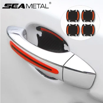 

Car Sticker Reflective Door Handle Bowl Sticker Car Reflective Strip Carbon Fiber Decoration Car Door Warning Safety Accessories