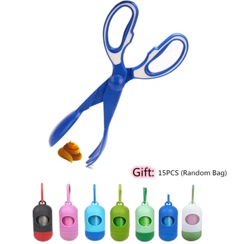 

Foldable Pet Pooper Scooper Dog Poop Cleaning Clamp Clip wIth 15pcs Garbage Bags Pet Outdoor Travel Cleaning Tools