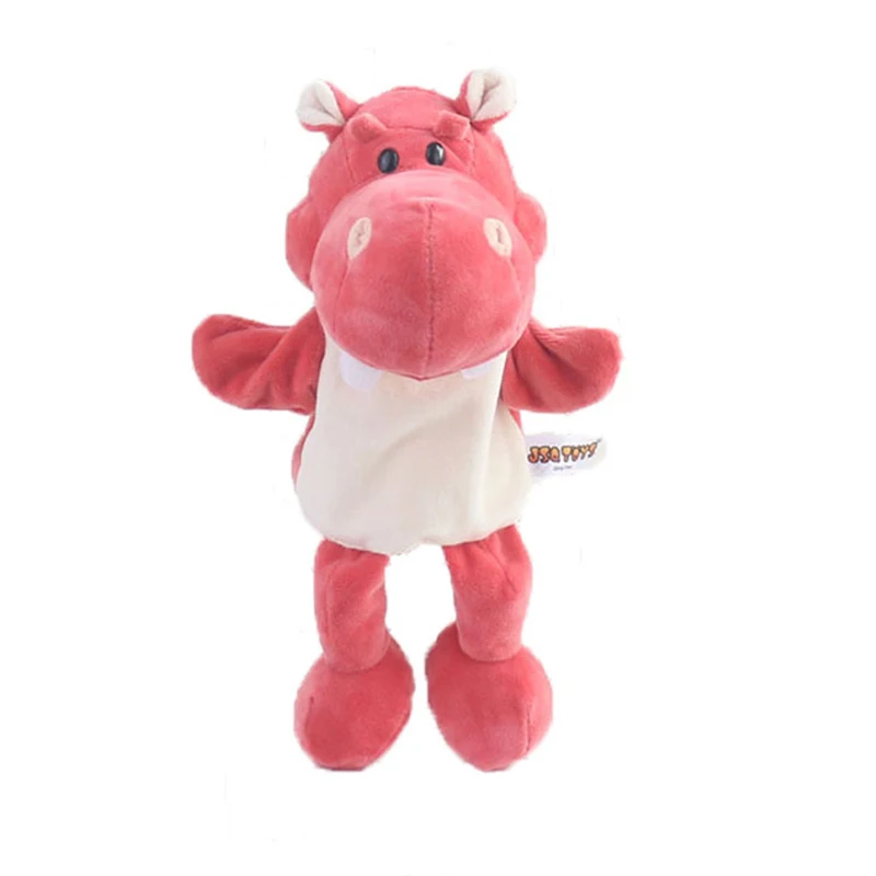 Children Animal Hand Puppet Toy Cartoon Cute Plush Elephant Turtle Giraffe Puppet Toy Hand Doll Storytelling Education Toy Gifts - Цвет: Pink hippo