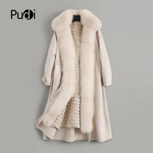 Женское шерстяное пальто из натурального кроличьего меха с лисьим меховым воротником, зимнее теплое Женское пальто, куртка ZY19127