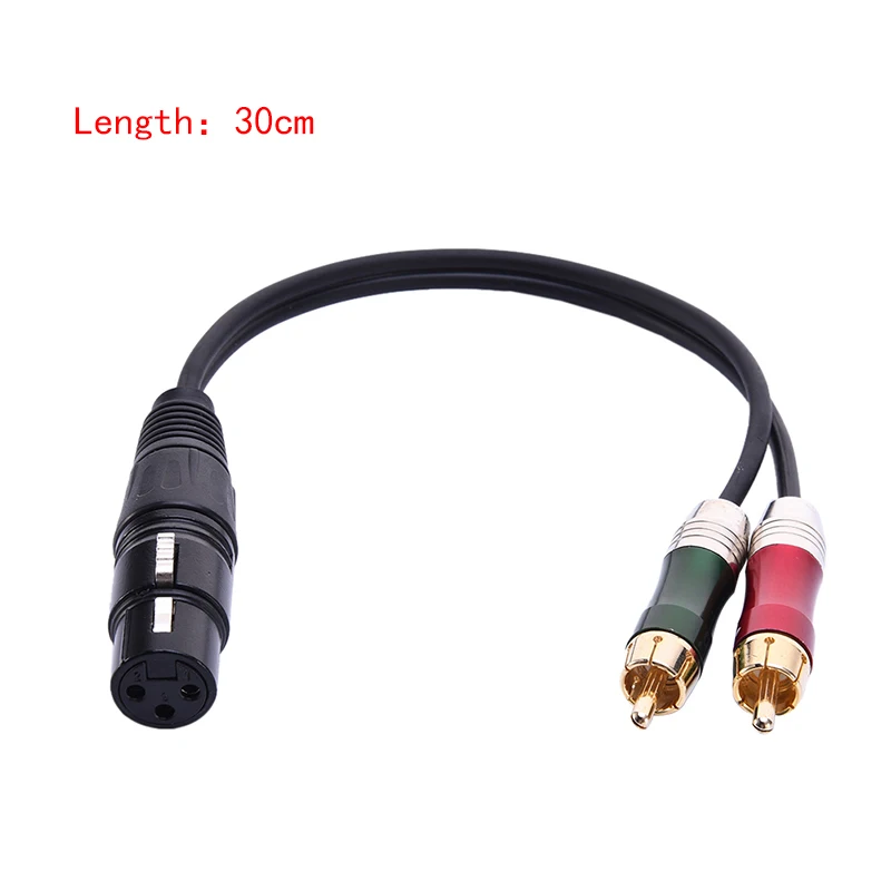 0,3 м 1 XLR Женский до 2 RCA Мужской микрофонный гитарный кабель DMX сигнальный кабель Удлинительный кабель