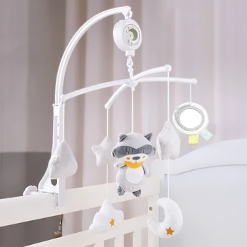 

White Baby Rattles Crib Mobiles Toy Holder Rotating Mobile Bed Bell Musical Box 0-12 Months Newborn Infant Baby Stroller Toys