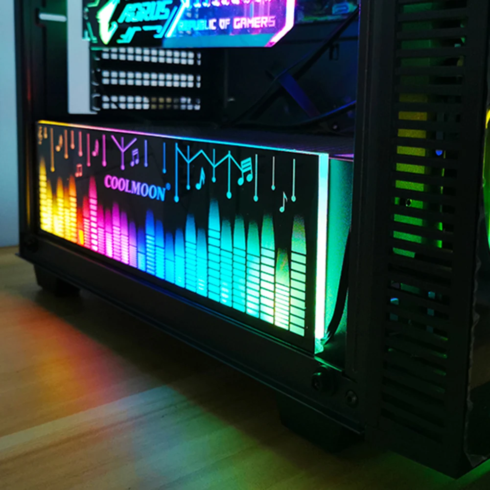 Coolmoon Rgb Placa de Luz Suporte Quadro Led Power Light-emitting Painel Lateral para pc Desktop Chassis Cpu Placa de Suporte