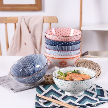 

Northern European-Style Large Ceramic Soup Bowl Instant Noodle Bowl Snowflake Soup Ceramic Bowl Hotel Household Noodle Bowl Stre