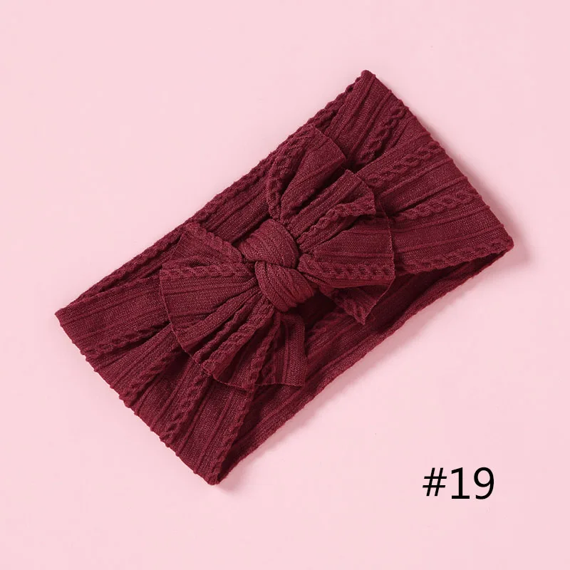 No.19 1 шт., цельные нейлоновые ободки для девочек, тюрбан, Детские банты для волос для новорожденных девочек, аксессуары для волос, 27 цветов - Цвет: No.19