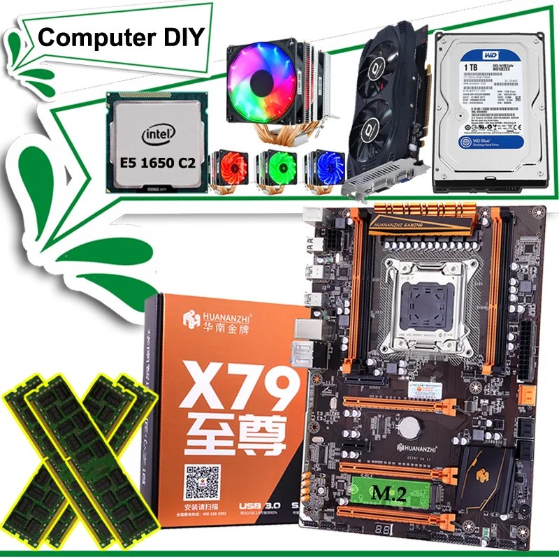 #Special Offers HUANANZHI X79 LGA2011 motherboard with M.2 slot discount motherboard bundle CPU Intel Xeon E5 1650 video card GTX750Ti 1TB HDD