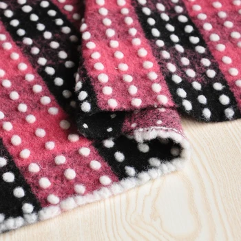 

Free ship 40% wool thick woolen fabric pink and brown weaved 59" width by 1/2 meter