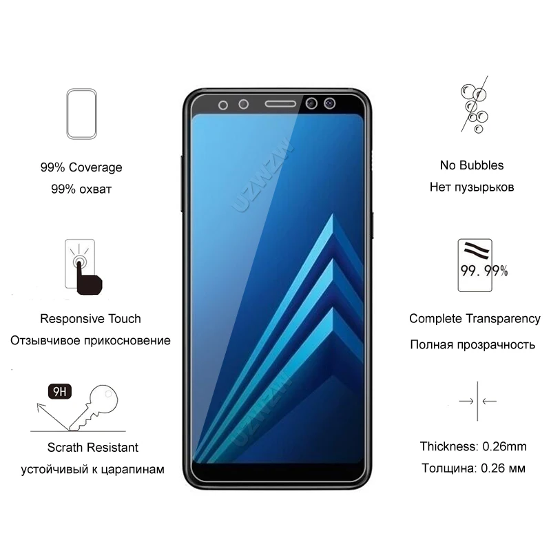 Закаленное стекло с полным покрытием для Samsung Galaxy A6 Plus A7 2018 A750 A8 A9 J4 J6 J8 защитное