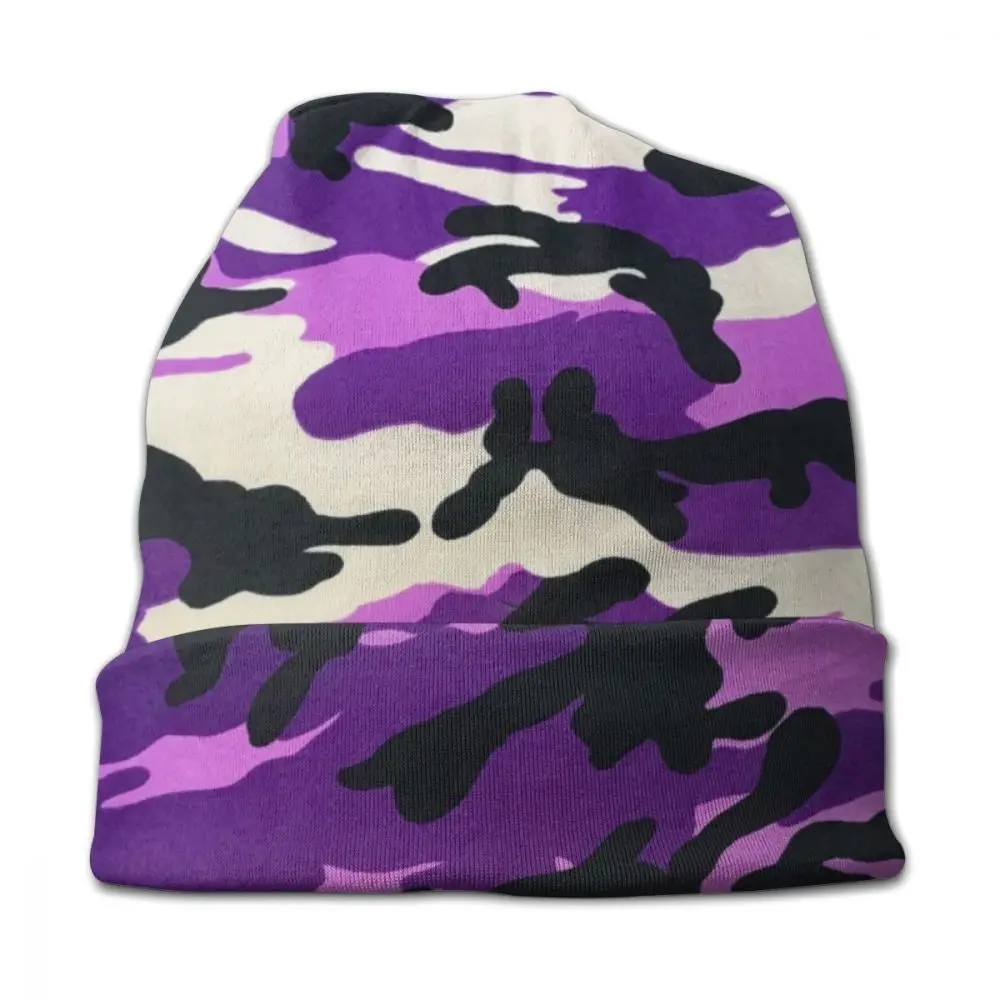 Розовый и фиолетовый Camo1 унисекс для взрослых, повседневная шапка, зимняя теплая вязаная Лыжная шапка с рукавом Skully Beanies