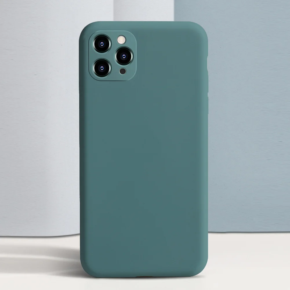 Защитные чехлы из жидкого силикона с полным покрытием камеры для iPhone 11 Pro Max