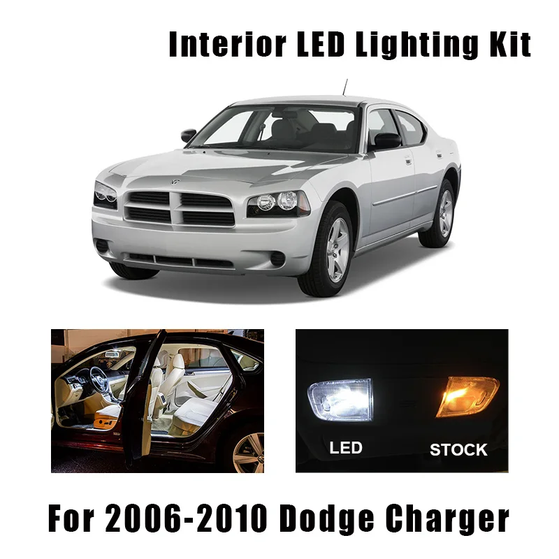 12 Bulbs White Canbus Interior LED Car Map Dome Light Kit Fit For 2006 2007 2008 2009 2010 Dodge Charger License Lamp No Error | Автомобили