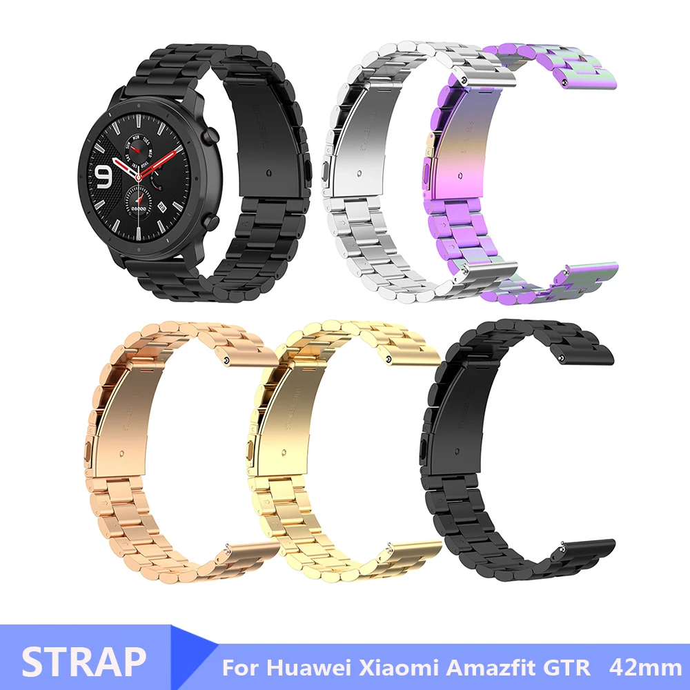 Силиконовый ремешок для Amazfit GTR 42 мм браслет три штамма стальной сменный ширина 20
