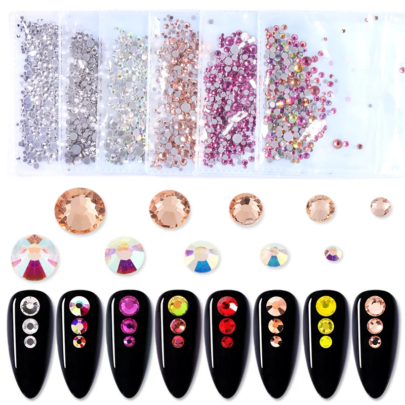 

400pcs Glass 3D Rhinestones For Nail Art Design Gems Nail Decorations Bling Strass AB Stones Nail Accessories DIY Nail Tools