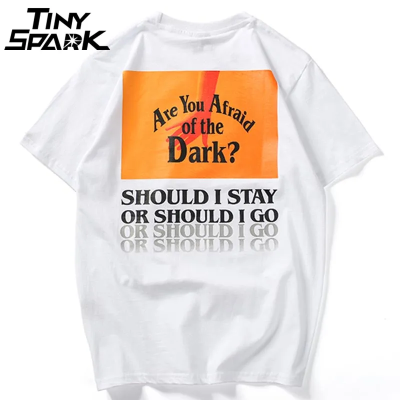 Мужская модель 2020 летняя футболка в стиле хип хоп с принтом боится темноты модная