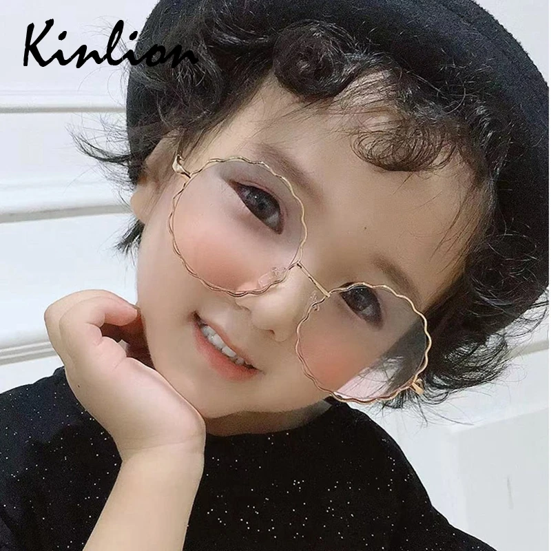 Большие металлические детские солнцезащитные очки Kinlion для девочек круглые