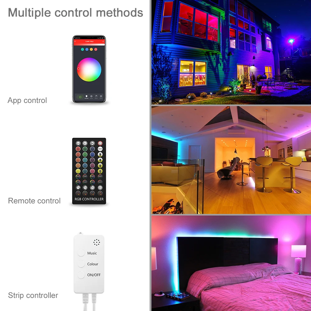 KEXIN Смарт светодиодные ленты RGB 5050 Wifi 40key управление музыкой голос Google Alexa