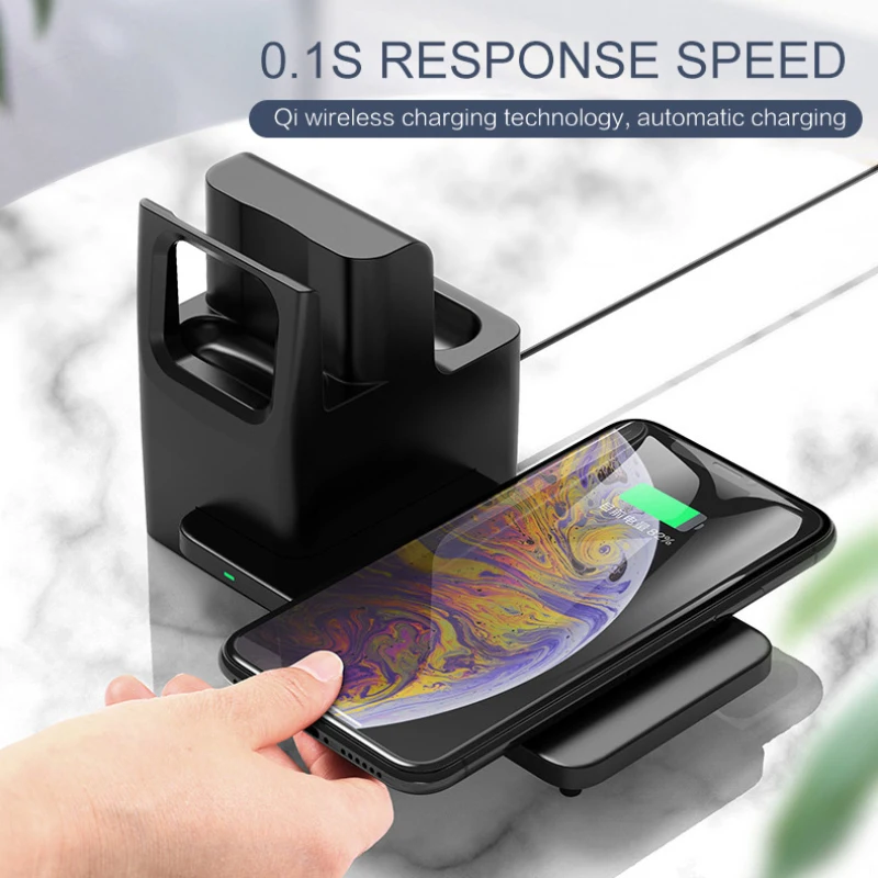 3 in 1 Wireless Charger 10W Fast Charging for iPhone 11 11pro X XS XR Xs Max for Apple Watch 5 4 3 2 Airpods headphones