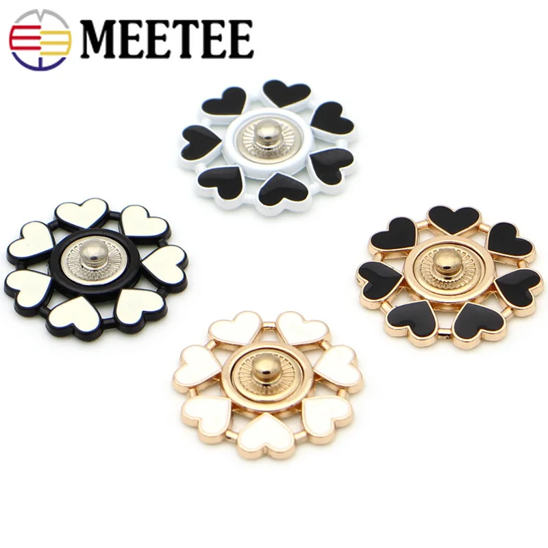 Meetee 5sets 21/25mm Metal Snap Button Heart Shape Flower Invisible Coat Buttons DIY Shirt Garment Sewing Decorative Accessory | Дом и сад