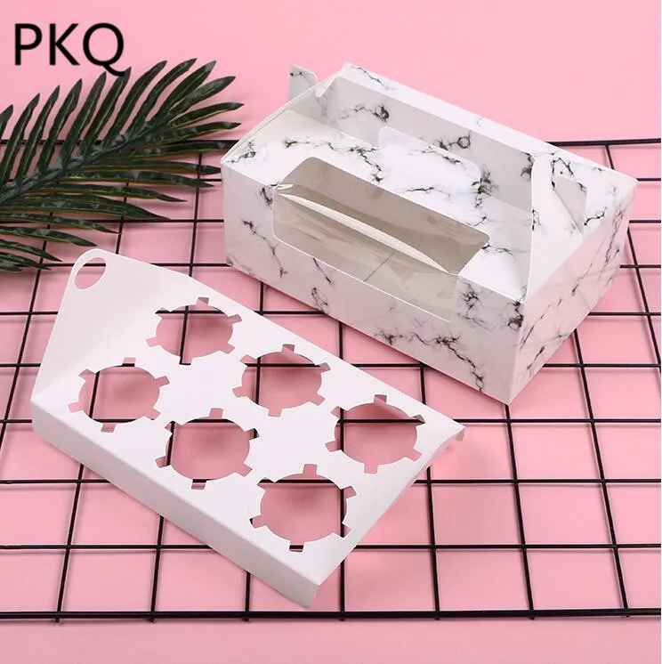 

10pcs Kraft Paper Cake Box with Handle,white Candy cupcake packaging Box,Food Packing Muffin 1/2/4/6 cupcake craft window box