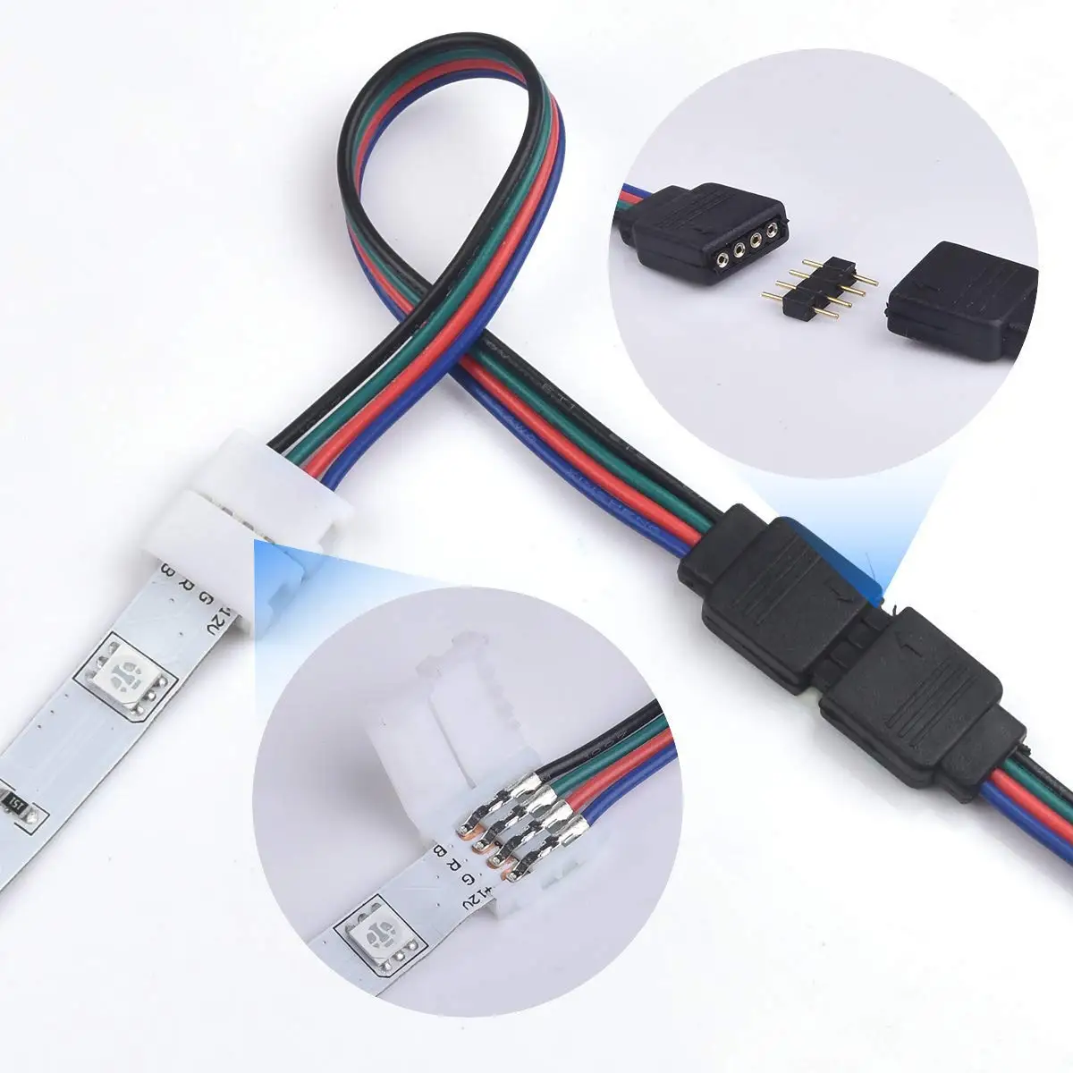 1 шт. RGB 5050 4-контактный светодиодный светильник 10 мм 4-контактный, включает в себя 12 разъемов без пайки светодиодный светильник, обеспечивает Большинство деталей для DIY
