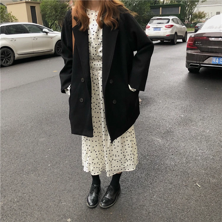YAMDI, Женское пальто, куртка, женское двубортное пальто, весна, осень, зима, Женское пальто, подиумный костюм, воротник, шикарное, винтажное, однотонное, шерстяное