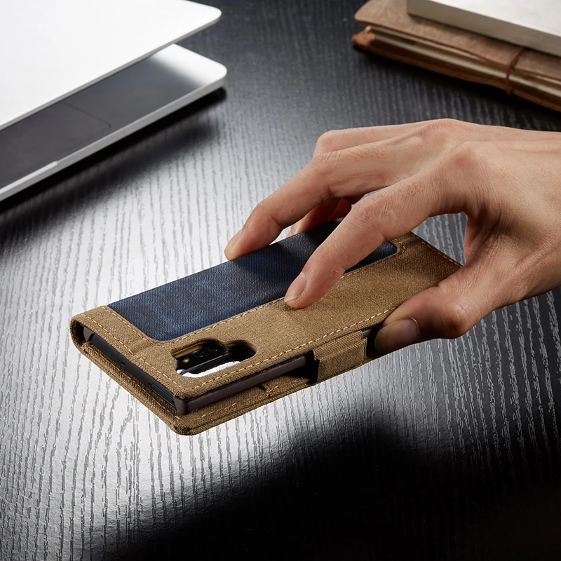 Для Note10 Plus, холщовый кошелек, джинсовая подставка, откидной чехол, чехол для samsung Galaxy Note 10, 9, 8, S8, S9, S10 Plus, подставка для карт