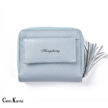 

Catei Karrui 2020 New Women's wallet short wild zipper bag wallet women Korean fringed lychee buckle coin purse