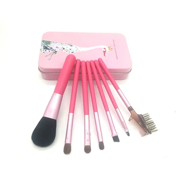 

7pcs/set Makeup Brush Set Makeup Brush Set Cosmetics Foundation Blending Blush Eyeliner Face Powder Brush Makeup Brush Pink Box