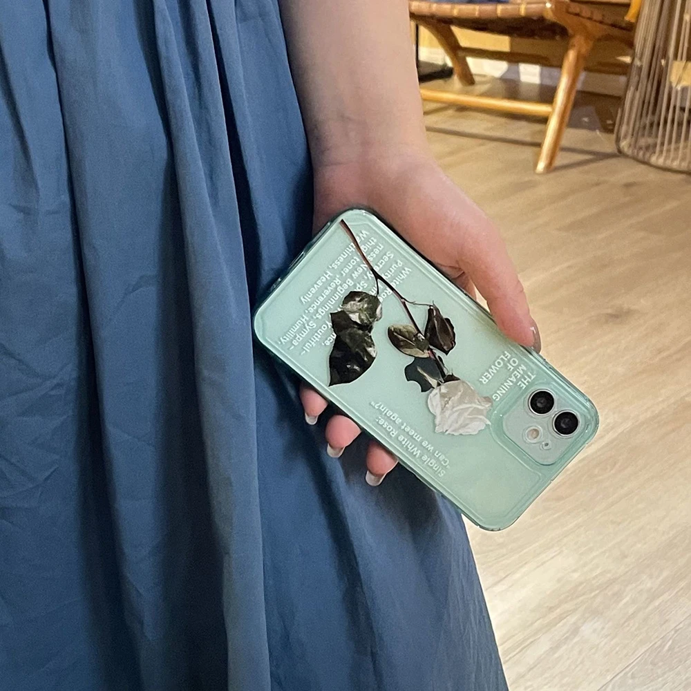 Graceful White Rose Transparent Soft TPU Phone Case Cover