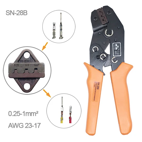 28b pliers Обжимные плоскогубцы SN-28B 1550 шт. клемм щипцы для DuPont 2,54/plug 2,8 4,8 обжимной инструмент провода 0,25-1mm2 AWG23-17 ручной инструмент - Цвет: 28b pliers