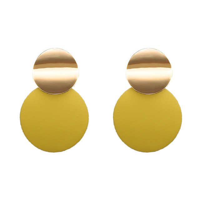 Black Round Metal Earring for Women Gold Shiny Smooth Long Drop Earrings 2019 Fashion Statement Jewelry Pendientes Bijoux