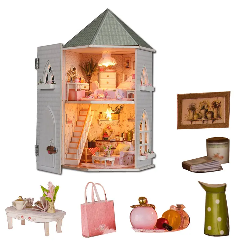 

big doll house two Layer DIY dollhouse large wooden doll houses miniature house furniture kit birthday gifts casas en miniatura