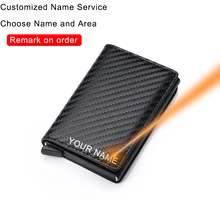 Mini Wallet Purses Card-Holder Money-Bag Trifold Carbon-Fiber Rfid Black Small Magic