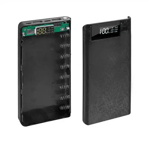 Черный Быстрая зарядка 3,0 внешний аккумулятор 18650 мАч двойной USB lcd повербанк универсальный внешний аккумулятор для мобильных телефонов портативное зарядное устройство - Цвет: Черный