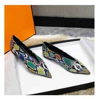 New Lady Snakeskin Pattern New Hot V Cut Elegant Women Shoe Fashion Woman's Flats Genuine Leather Ladies Shoes Casual Shoes C353 1